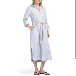 Calypso St Barth NWT Linen Blend Belted Midi Shirt Dress Size XL